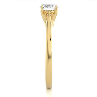 0.75 Carat Round Moissanite Solitaire Engagement Ring in Yellow Gold