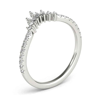 1.30 Carat Curved Round Moissanite Wedding Ring In White Gold