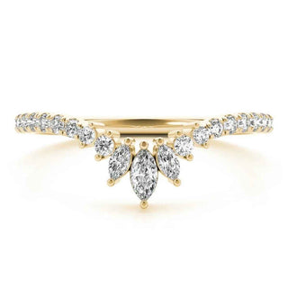 1.30 Carat Curved Round Moissanite Wedding Ring In White Gold