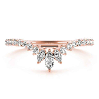 1.30 Carat Curved Round Moissanite Wedding Ring In White Gold