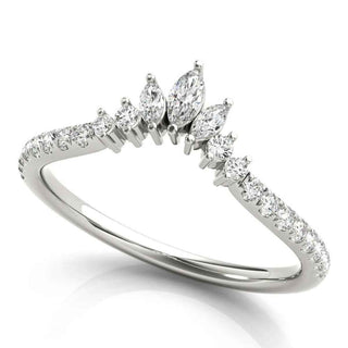 1.30 Carat Curved Round Moissanite Wedding Ring In White Gold
