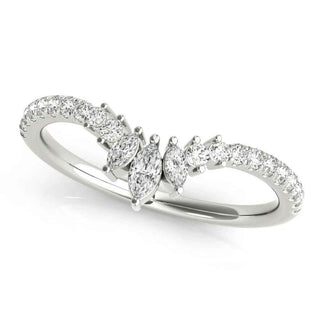 1.30 Carat Curved Round Moissanite Wedding Ring In White Gold