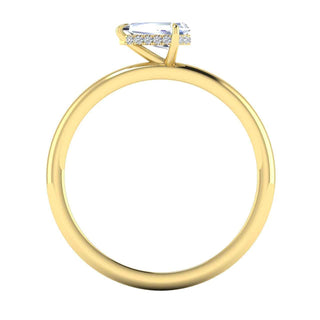 1.30 Carat Kite Cut Hidden Halo Moissanite Ring in Yellow Gold