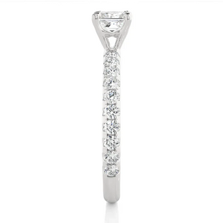 1.50 Ct Princess Cut Moissanite Engagement Ring with Accents in White Gold