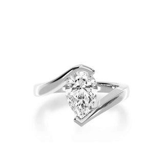 1.50 Carat Pear Cut Moissanite Solitaire Engagement Ring In White Gold