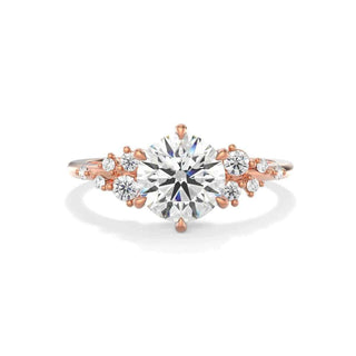 1.50 Carat Round Cut Moissanite Cluster Engagement Ring In White Gold