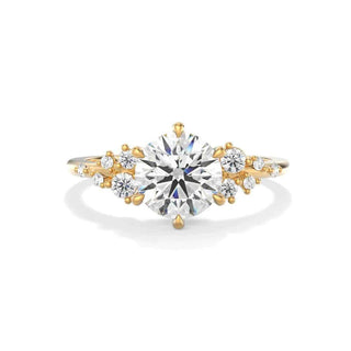 1.50 Carat Round Cut Moissanite Cluster Engagement Ring In White Gold