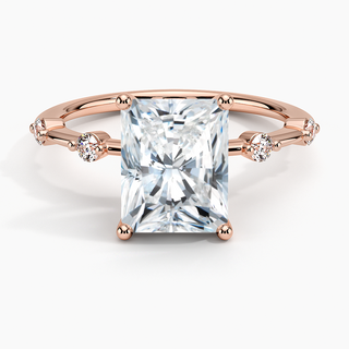 1.50 Radiant Shaped Moissanite 5 Stone Engagement Ring in Yellow Gold