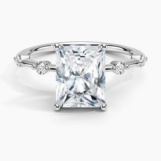1.50 Radiant Shaped Moissanite 5 Stone Engagement Ring in Yellow Gold