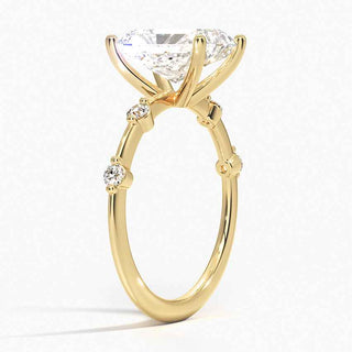 1.50 Radiant Shaped Moissanite 5 Stone Engagement Ring in Yellow Gold