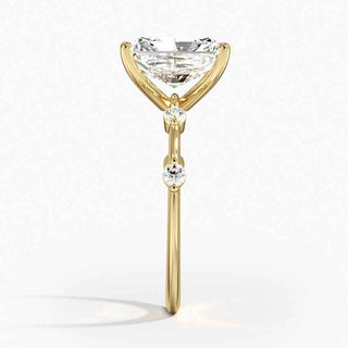 1.50 Radiant Shaped Moissanite 5 Stone Engagement Ring in Yellow Gold