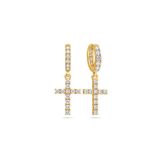 1.50 Carat Round Moissanite Cross Drop Earrings In White Gold