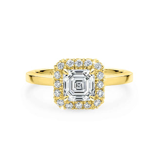 1.50 Carat Asscher Cut Moissanite Halo Engagement Ring in White Gold