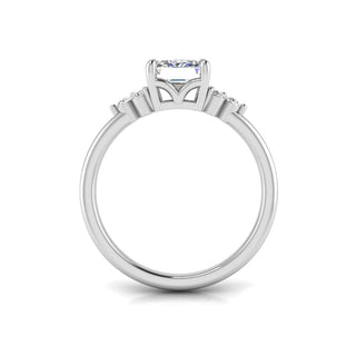 1.80 Carat Emerald Shape Moissanite Cluster Ring In White Gold