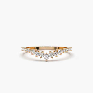 1 Carat Round Cut Moissanite Curved Ring In Yellow Gold