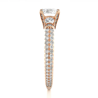 1 Carat Round Shaped Moissanite Engagement Ring With Accents in Rose Gold