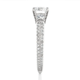 1 Ct Round Moissanite Engagement Ring with Accents in White Gold