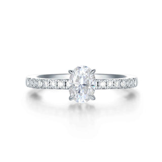 1 Carat Oval Cut Moissanite Engagement Ring With Accent In Rose Gold