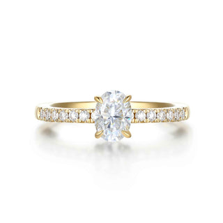 1 Carat Oval Cut Moissanite Engagement Ring With Accent In Rose Gold