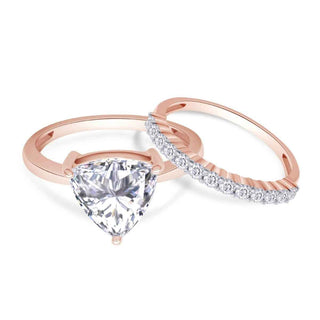 2.40 Carat Trillion Cut Moissanite Bridal Set Ring In White Gold