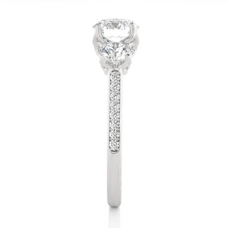 2 Carat Round Moissanite Three Stone Engagement Ring in Silver