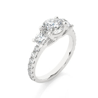 2.50 Ct Round Cut Trellis Prong Moissanite Engagement Ring in Silver