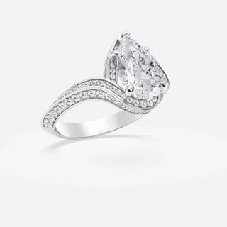 2.50 Carat Pear Shaped Moissanite Bypass Engagement Ring in White Gold