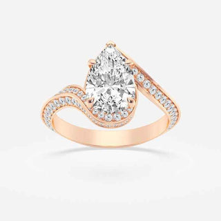 2.50 Carat Pear Shaped Moissanite Bypass Engagement Ring in White Gold