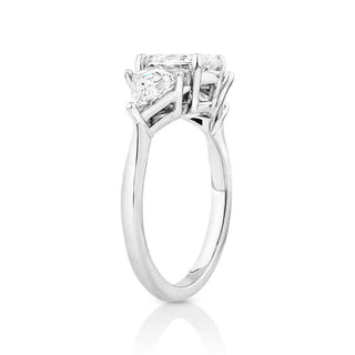 2.80 Carat Oval Shape Three Stone Moissanite Ring in White Gold