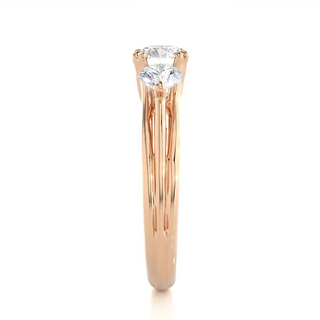 2 Carat 3 Stone Round Cut Moissanite Ring in Rose Gold