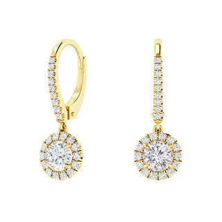 2 Carat Round Moissanite Dangle Earrings In White Gold