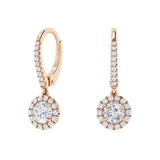 2 Carat Round Moissanite Dangle Earrings In White Gold