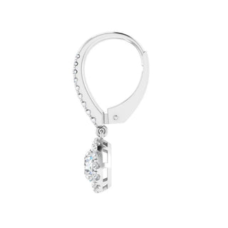2 Carat Pair Round Shape Moissanite Dangle Earrings In White Gold