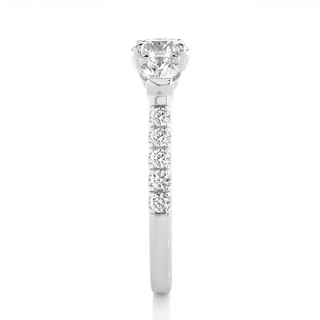 2 Carat Round Moissanite Engagement Ring With Accent In Silver
