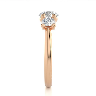 2 Carat Round Moissanite Three Stone Engagement Ring in Rose Gold