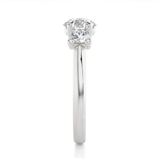 2 Carat Round Moissanite Three Stone Engagement Ring in Silver