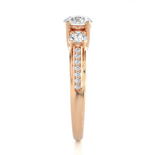 2 Carat Moissanite Three Stone Engagement Ring With Accents in Rose Gold