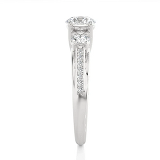 2 Carat Moissanite Three Stone Engagement Ring With Accents in Silver