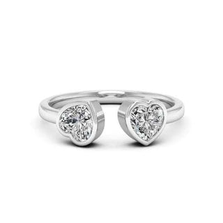 2 Carat Heart Shaped Moissanite Toi Et Moi Engagement Ring in White Gold