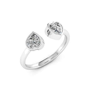 2 Carat Heart Shaped Moissanite Toi Et Moi Engagement Ring in White Gold