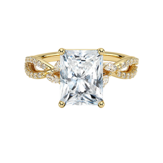 2 Ct Radiant Cut Moissanite Criss Cross Engagement Ring in White Gold