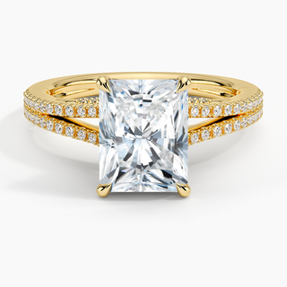 2 Ct Radiant Cut Moissanite Split Shank Engagement Ring in White Gold