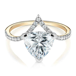 2 Carat Trillion Shape Moissanite Curved Engagement Ring in White Gold