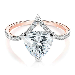 2 Carat Trillion Shape Moissanite Curved Engagement Ring in White Gold
