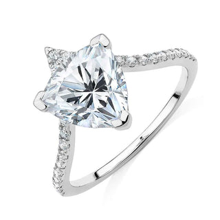 2 Carat Trillion Shape Moissanite Curved Engagement Ring in White Gold