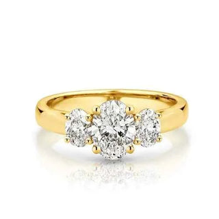 2 Carat Oval Cut Moissanite Three Stone Engagement Ring in White Gold