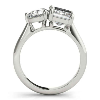 3 Carat Emerald & Pear Cut Moissanite Toi et Moi Ring In White Gold