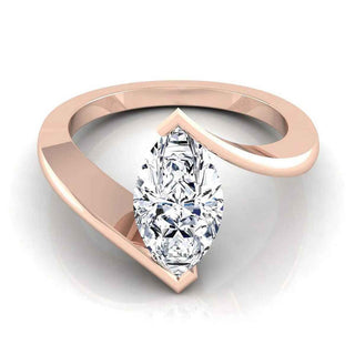 3 Carat Marquise Cut Moissanite Bypass Solitaire Ring In White Gold
