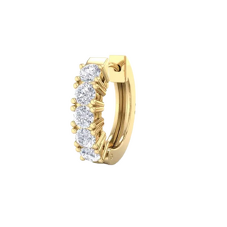 0.80 Carat Round Shaped 5 Stone Moissanite Hoop Earring for Men's