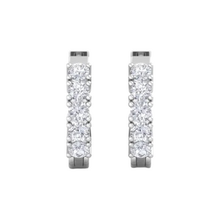 0.80 Carat Round Shaped 5 Stone Moissanite Hoop Earring for Men's